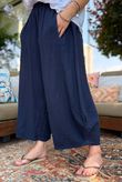 Sandbar Linen Blend Barrel Culotte Pant Navy